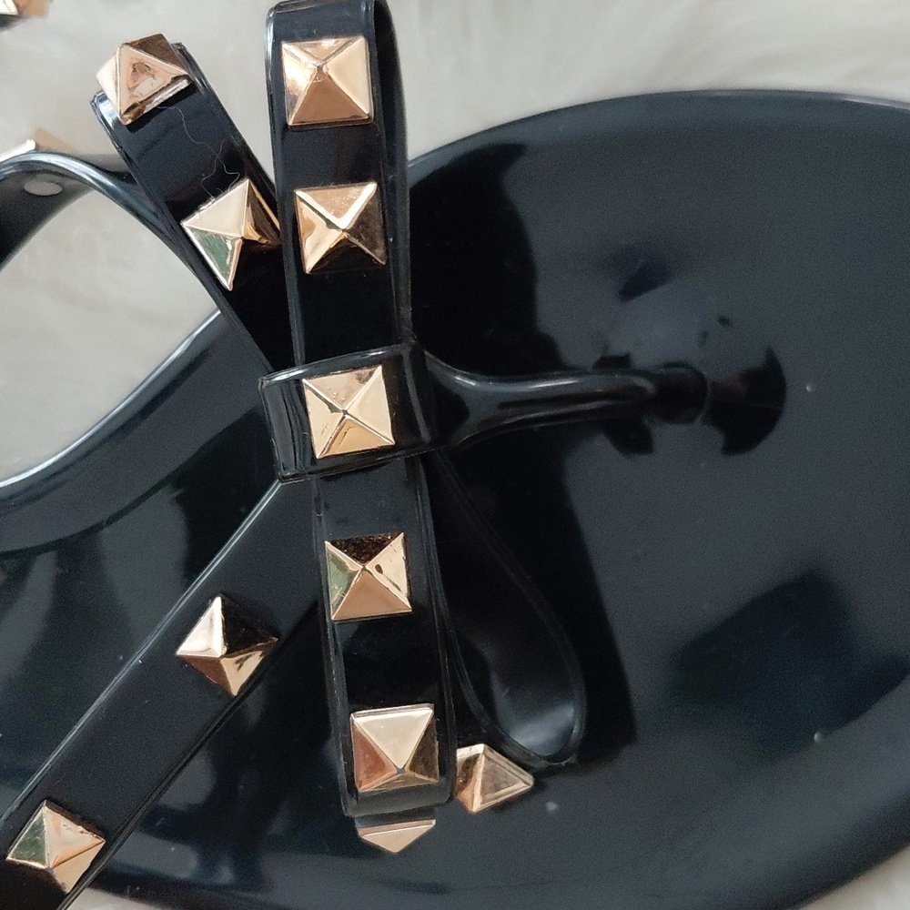 Wild Diva JoJo Black Rubber Jelly Bow Flip-Flops - Picture 10 of 14
